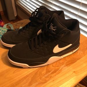 Black and White Nike Flight High Tops Size 12